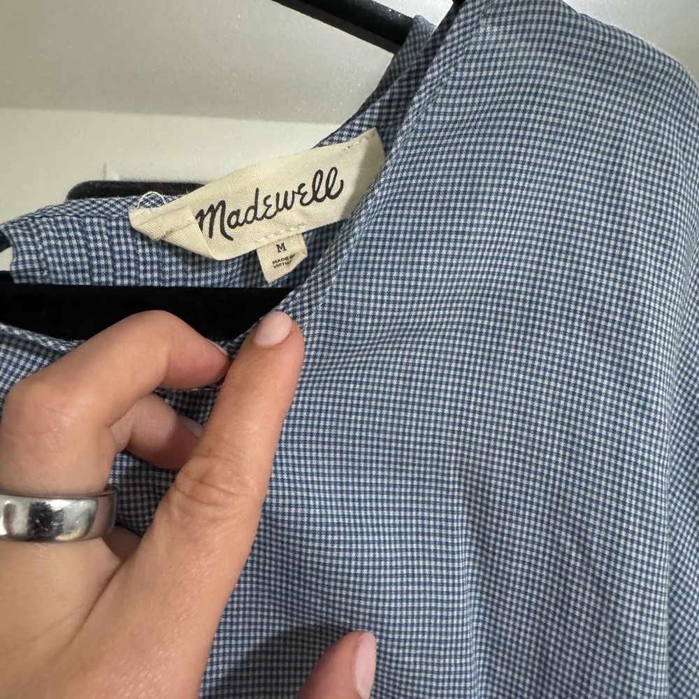 Madewell Navy Gingham Blouse